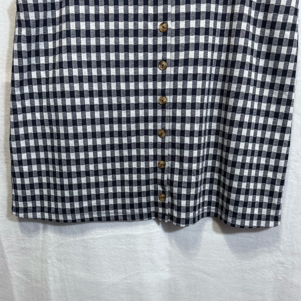 DownEast Women's Isabella Navy Gingham Button Down Pencil Skirt Size L Stretch - Picture 5 of 10